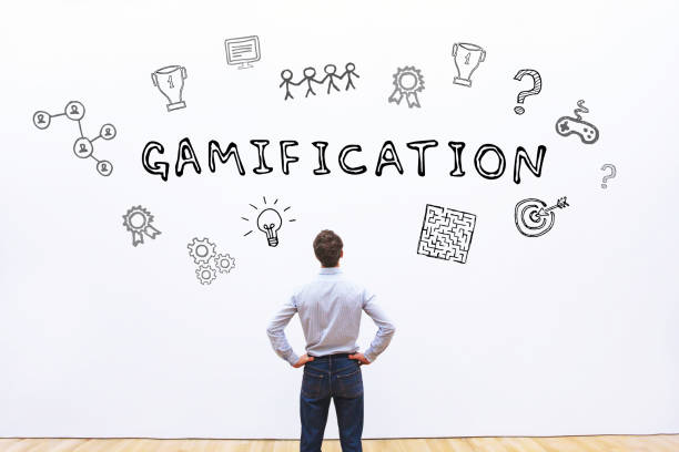 gamification concept gamification concept, word on white background gamification badge stock pictures, royalty-free photos & images