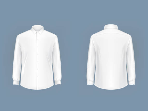 istock White male shirt with long sleeves and buttons 874707268