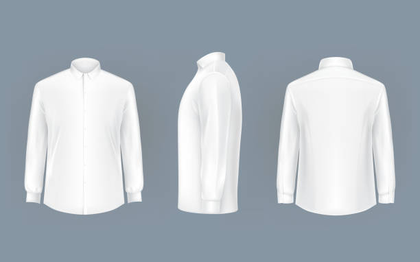 istock White male shirt with long sleeves and buttons 874707314
