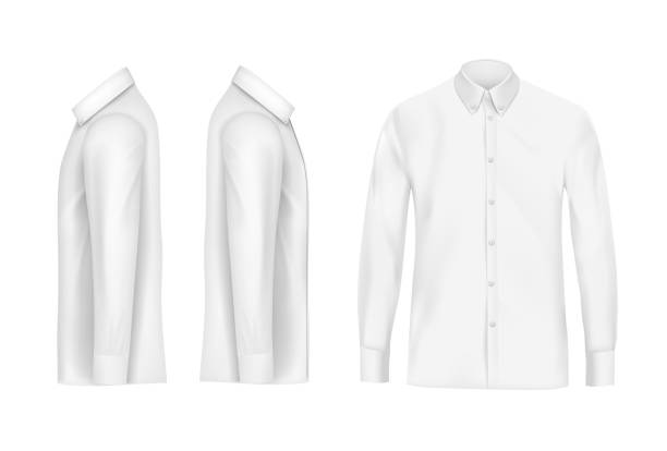 istock White male shirt with long sleeves and buttons 874707524