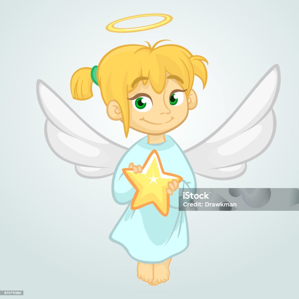 Thiên Thần Giáng Sinh Dễ Thương Đang Cầm Một Ngôi Sao Hình Minh ...