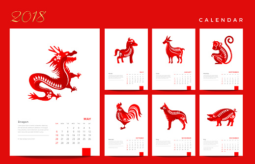 Modern Elegant Animals Of The Chinese Zodiac 2018 Calendar Illustration Stock Illustration - Download Image Now - iStock Modern Elegant Animals Of The Chinese Zodiac 2018 Calendar Illustration Stock Illustration - Download Image Now - iStock