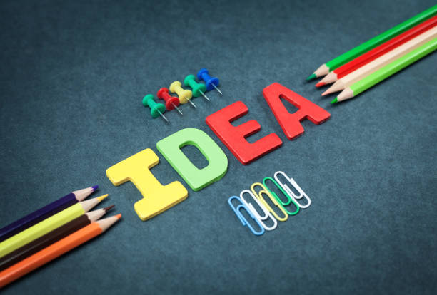 istock Colorful word idea with push pins and paper clips. 874716378
