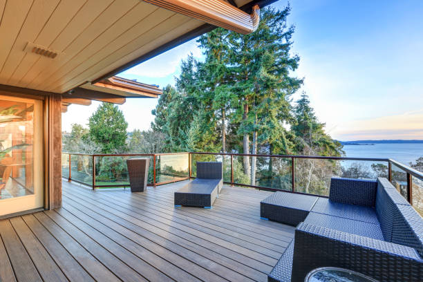 istock Modern two story panorama house with Puget Sound view 874716440