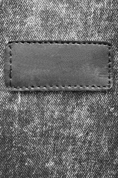 blank leather label - leather patch denim jeans imagens e fotografias de stock