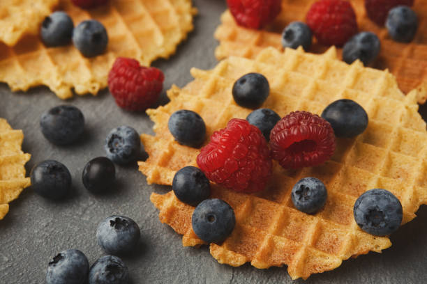istock Round belgium waffles with berries 874719564