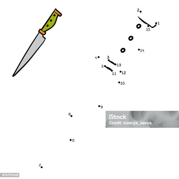 Numbers Game Knife Stock Illustration - Download Image Now - Black And White, Blade, Book
