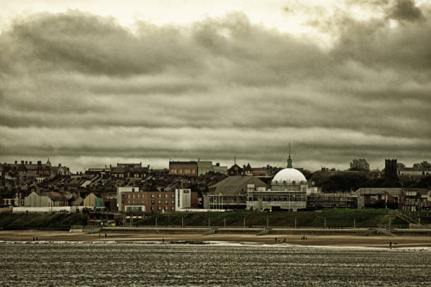 Whitley Bay on an overcast day at sunset