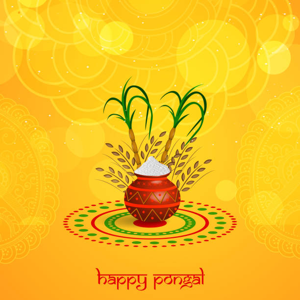 illustration of Indian festival Pongal background illustration of elements of Indian festival Pongal background happy pongal pics stock illustrations