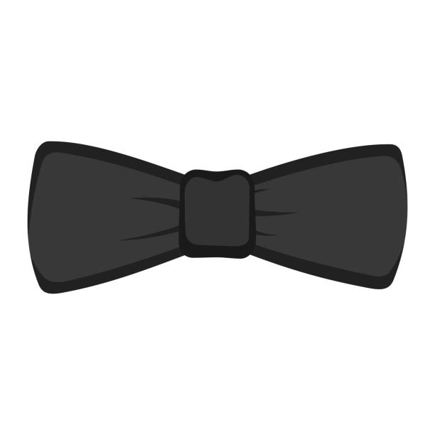 Black Bow Tie Isolated On White Background Stock Illustration - Download  Image Now - Bow Tie, Cartoon, Tuxedo - iStock