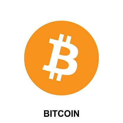 Bitcoin crypto currency blockchain flat logo isolated on white background. Vector illustration