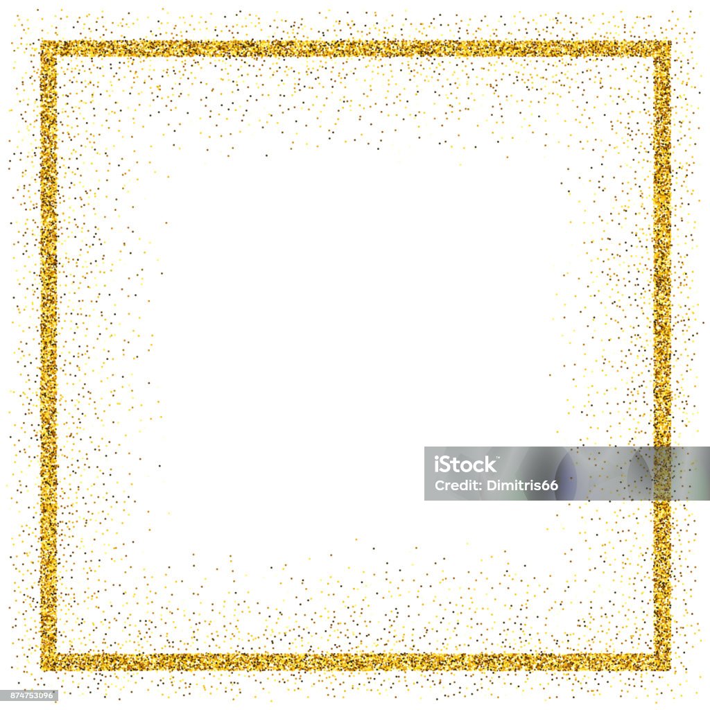 Golden vector glitter frame An empty golden frame for use as a design element Border - Frame stock vector
