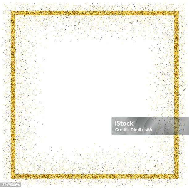 Golden Vector Glitter Frame Stock Illustration - Download Image Now - Border - Frame, Picture Frame, Gold - Metal