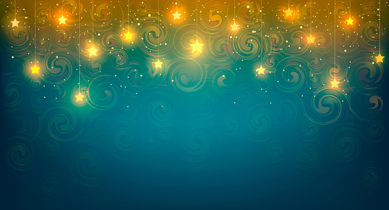 Background with shiny stars, vector illustration of background with yellow cozy shiny stars.