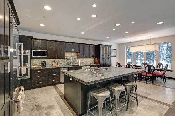 istock Modern traditional American kitchen design in grey tones 874754432