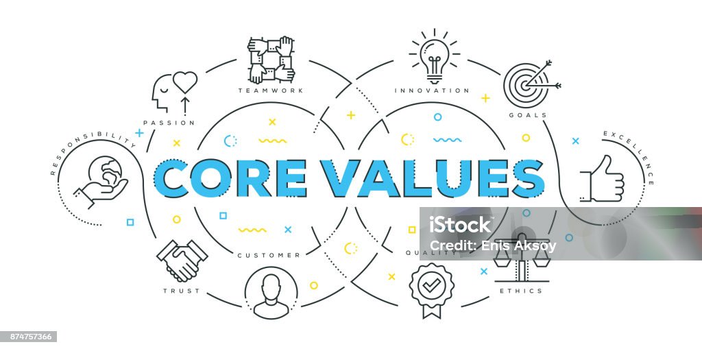 Modern Flat Line Design Concept of Core Values Honesty stock vector