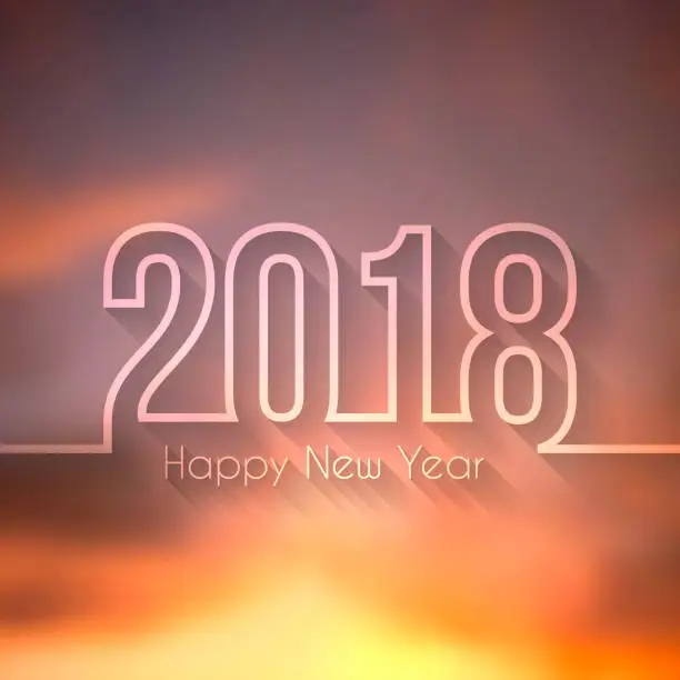 Vector illustration of Happy new year 2018 - Beautiful Sky
