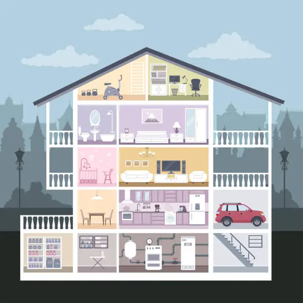 Vector illustration of House inside interior