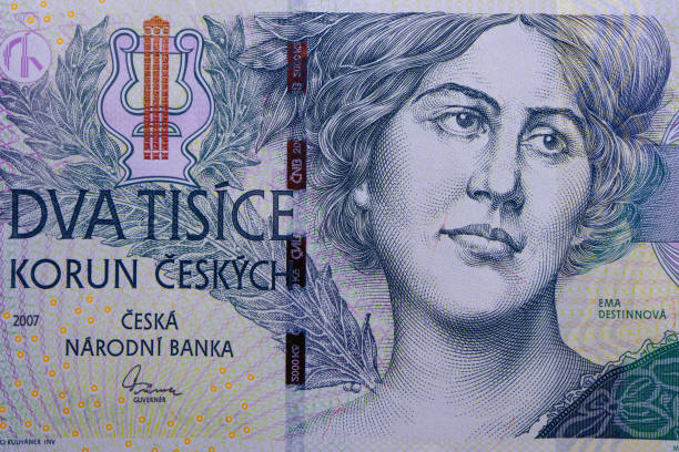 istock Czech republic currency koruna, banknote pattern background, close up. 874771908