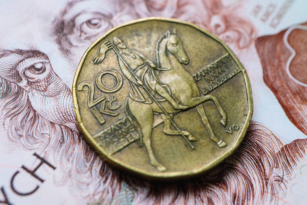 istock Czech republic currency koruna, banknote pattern background, close up. 874771958