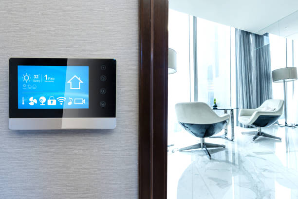 istock smart screen with smart home with modern bedroom 874776426
