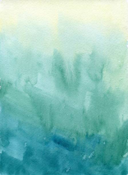 istock Hand drawn turquoise blue, green watercolor abstract paint texture. Raster gradient splash background. 874779268