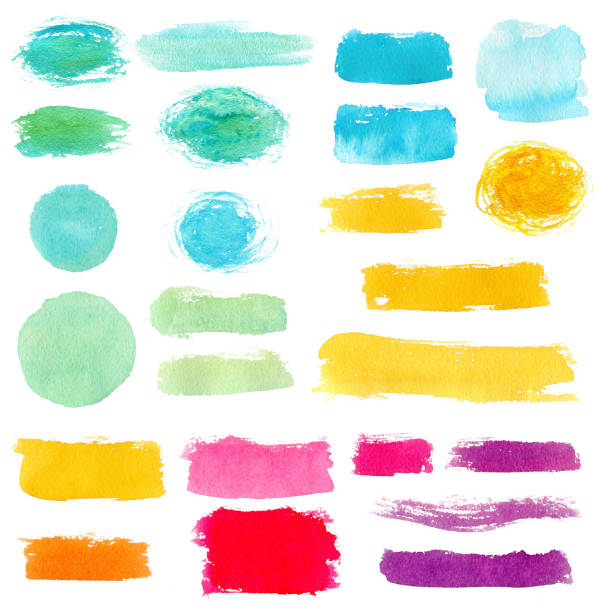 Hand drawn colorful watercolor abstract smears. Raster elements set. Hand drawn colorful watercolor abstract smears. Raster elements set. craster stock pictures, royalty-free photos & images