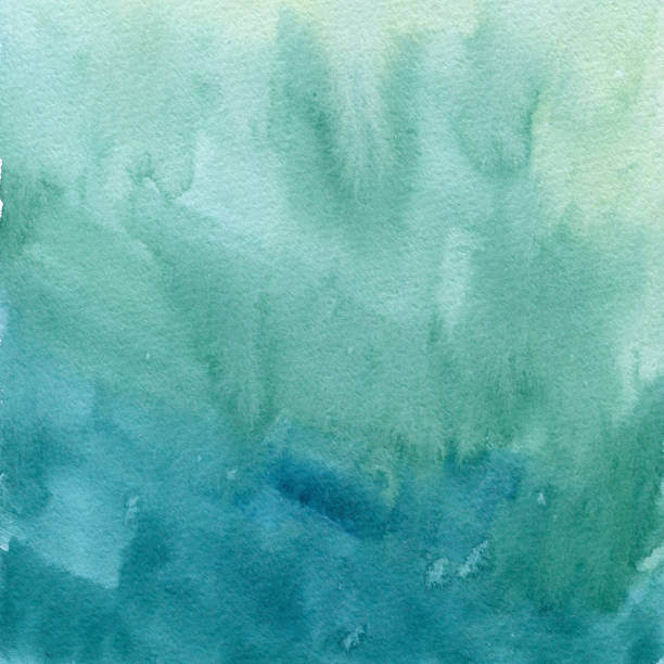 istock Hand drawn turquoise blue watercolor abstract paint texture. Raster splash background.  gradient 874779314
