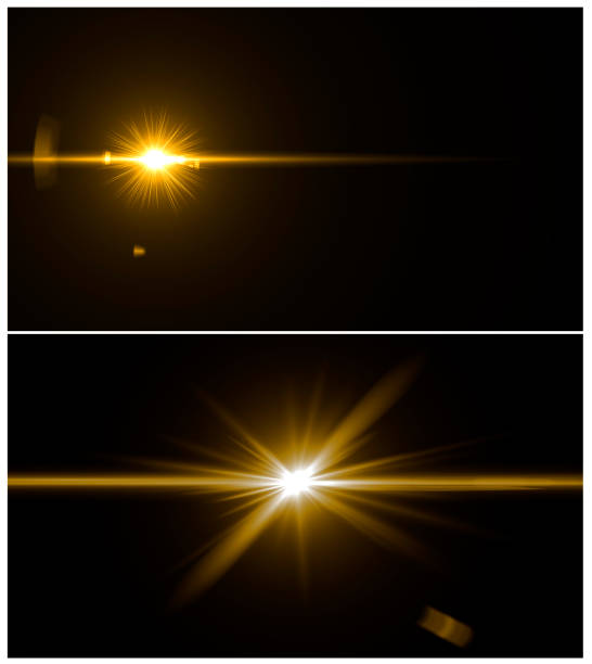 istock Collection of gold  lens flare light effect. Abstract background with shiny sparkle glowing . Easy to add overlay or screen filter over photo 874780326