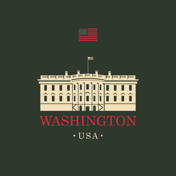 벡터 이미지 미국 백악관 워싱턴 dc에서 - white house washington dc american flag president stock illustrations