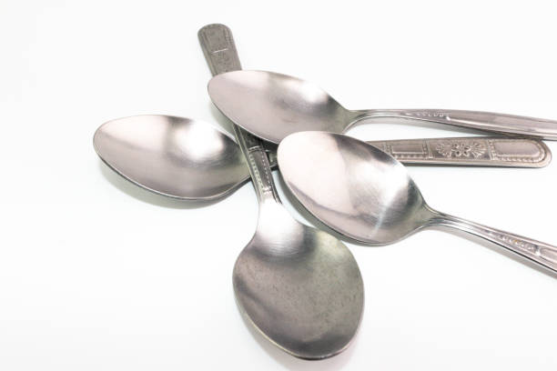 istock The silver stainless steel of long spoon in each pattern handle 874784194