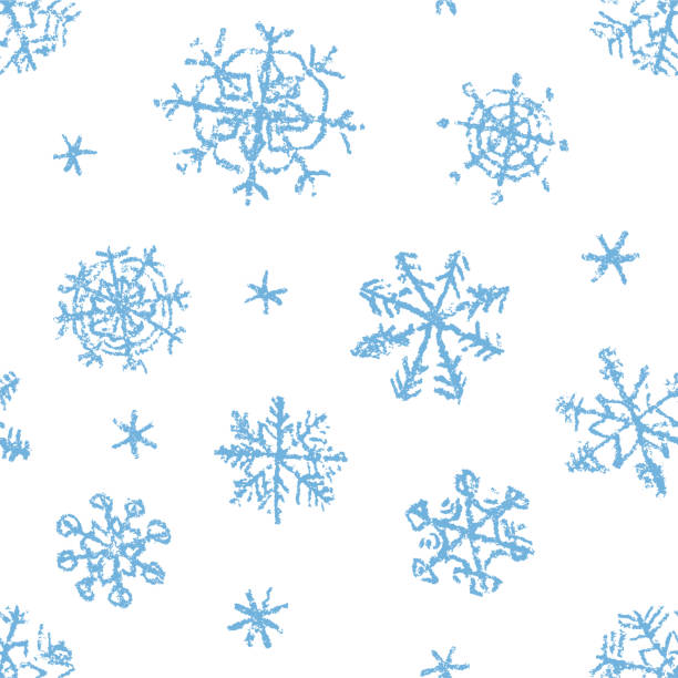 illustrazioni stock, clip art, cartoni animati e icone di tendenza di fiocco di neve di natale disegno a mano senza cuciture modello. - ice grunge winter backgrounds