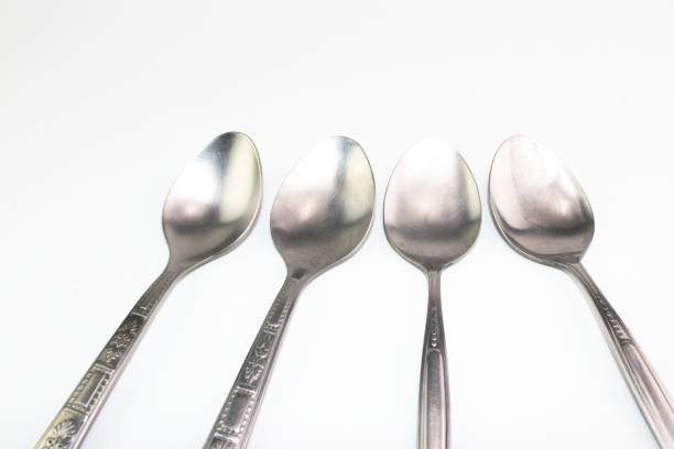 istock The silver stainless steel of long spoon in each pattern handle 874787406