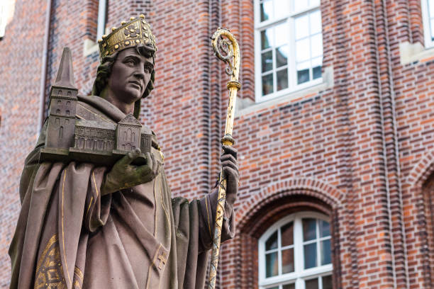 St Ansgar statue in Hamburg on Trostbrucke bridge