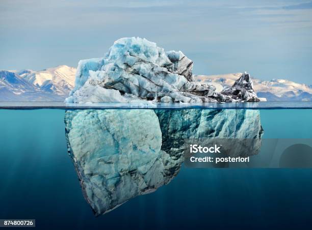 Iceberg With Above And Underwater View Stock Photo - Download Image Now - Iceberg - Ice Formation, Antarctica, Ice