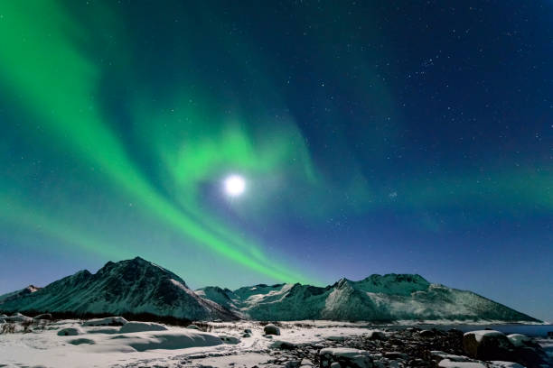 istock Aurora Northern Polar light in night sky over Northern Norway 874803724