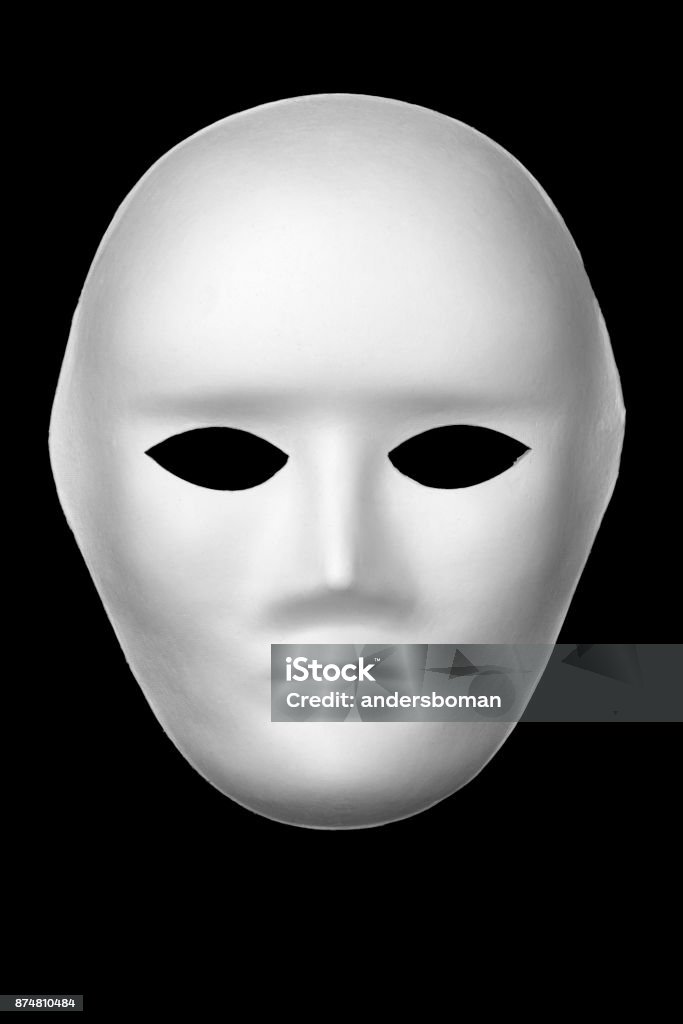 White Mask On Black Background Stock Photo - Download Image Now