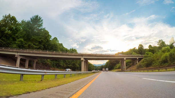 istock Driving West on Interstate Highway 40 through Appalachian Mountains. 874815594