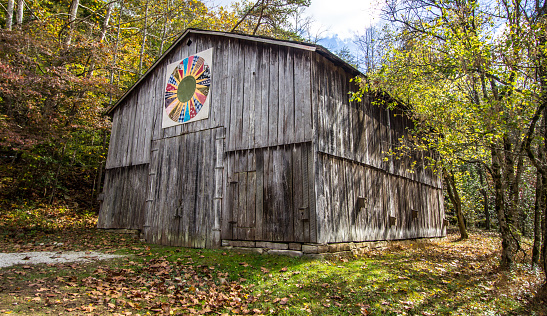 Slade, Kentucky, USA - May 27, 2015: Quilt barn on display in the Red River Gorge Recreation Area of the Daniel Boone National Forest in Slade Kentucky.