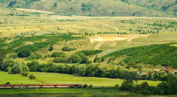 Bulgarian  narrow-gauge railway train.