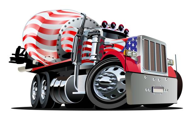 漫画ミキサー トラック - truck automobile industry car cartoon点のイラスト素材／クリップアート素材／マンガ素材／アイコン素材