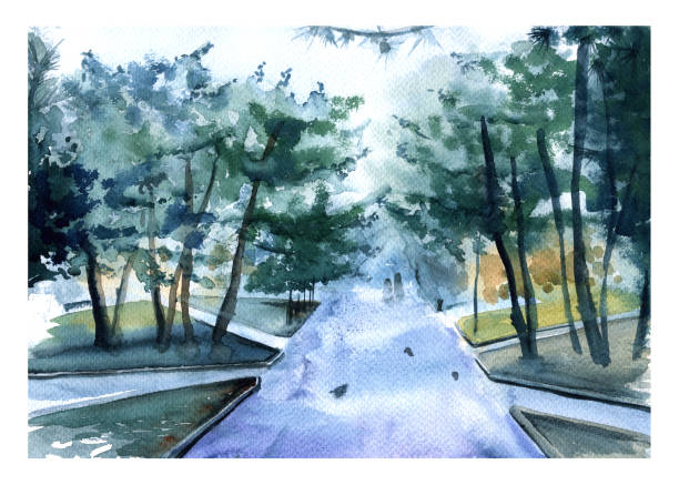istock Alley in the summer in the park. greeting card. 874839924