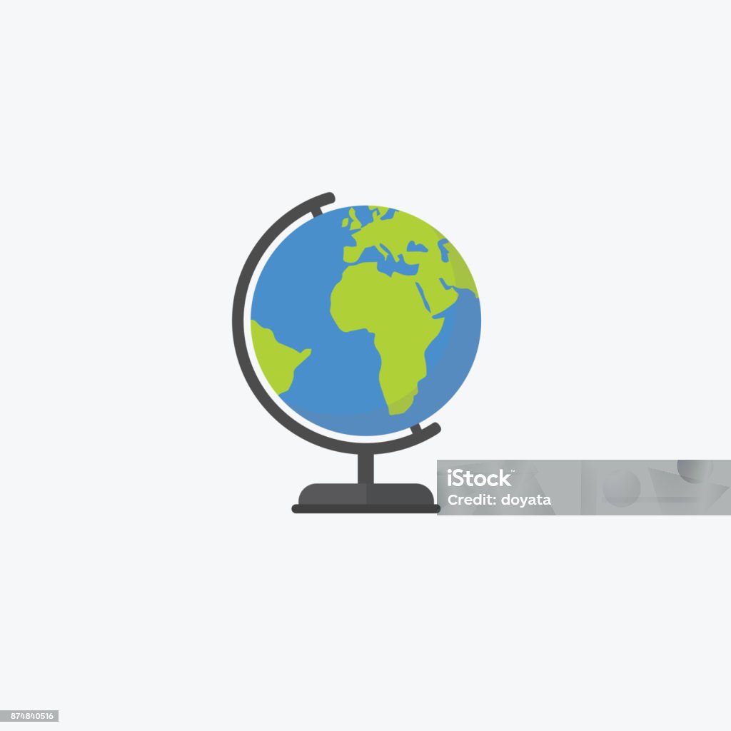 Flat design of world globe isolated, Education concept World globe isolated on white background Globe - Navigational Equipment stock vector