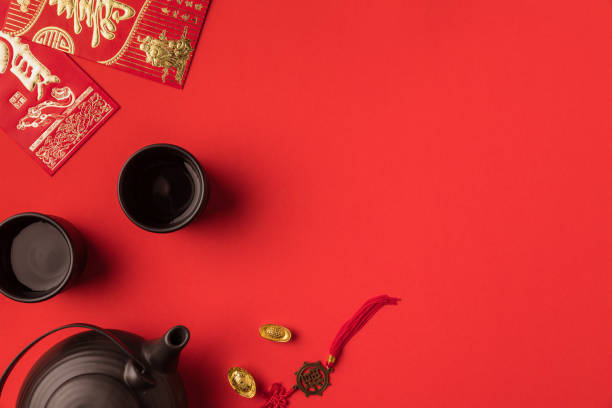 decorazioni orientali e set da tè - chinese tea teapot isolated tea foto e immagini stock