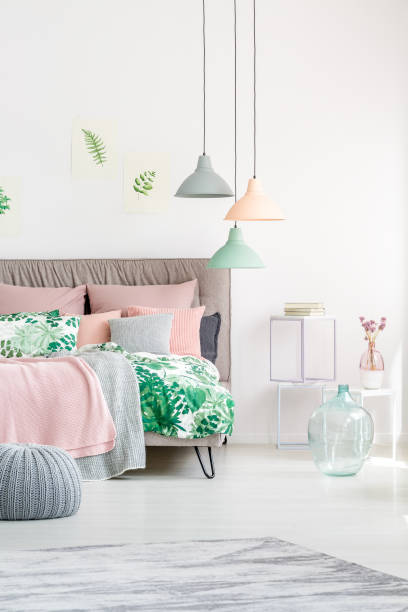 istock Glass vase in bedroom interior 874851748