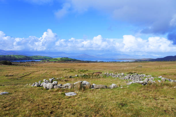 Spectacular landscape of the Burren region of County Clare, Ireland. Exposed karst limestone bedrock at the Burren National Park