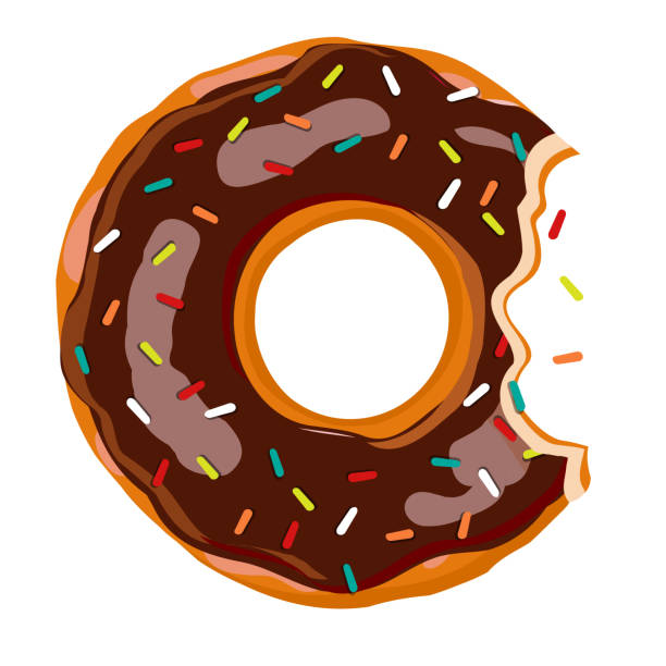 istock Sweet bite donut. Donut with chocolate glaze isolated on white background. Vector illustration. 874866574