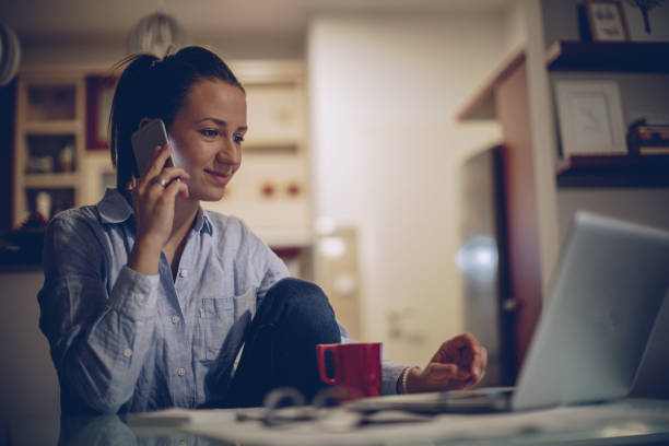 istock Busy woman on mobile 874871044