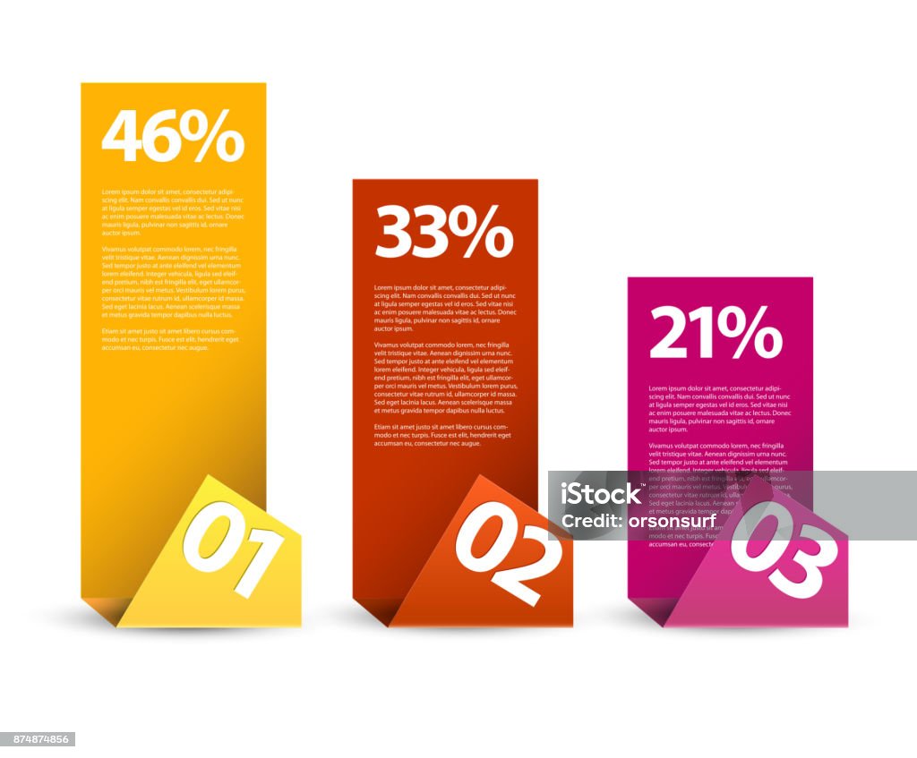First Second Third Vector Paper Infographic Elements Stock Illustration ...