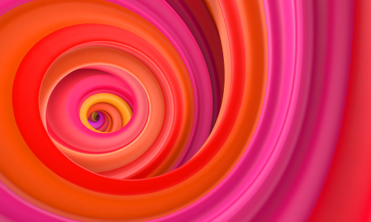 Abstract red orange circle swirl wave background, 3d rendering